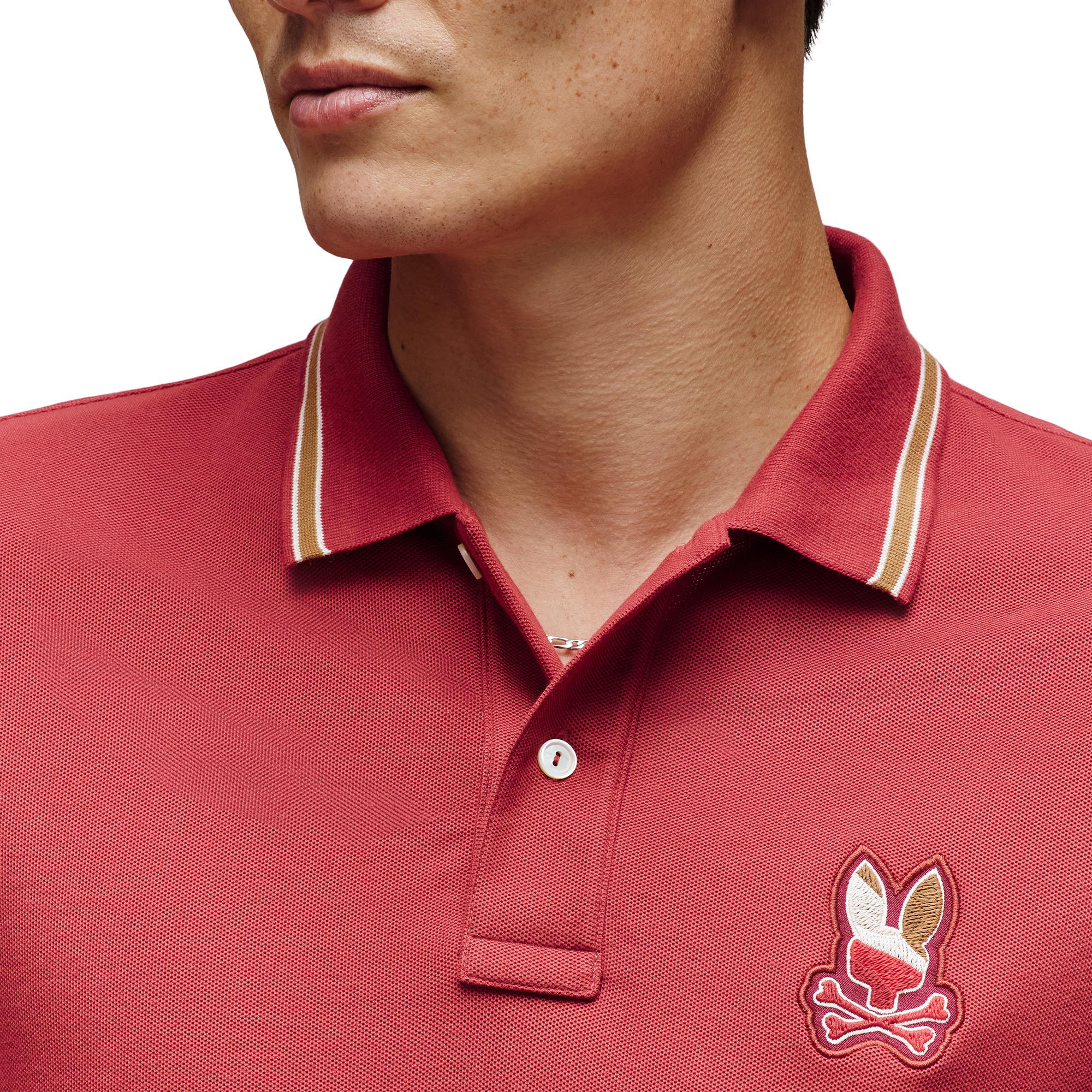 Psycho Bunny Dante Pique Mens Polo Shirt Garnet